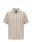Onstrev Life Reg Struc Stripe Ss Shirt Tops Shirts Short-sleeved Beige...