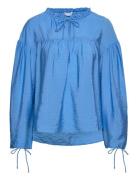 2Nd Morwen Tt - Sheer Delight Tops Blouses Long-sleeved Blue 2NDDAY
