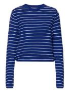 Round-Neck Striped Sweater Tops Knitwear Jumpers Blue Mango