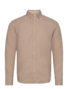 Theo Linen Shirt Tops Shirts Casual Beige Mos Mosh Gallery