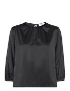 Silk Blouse Tops Blouses Long-sleeved Black Rosemunde
