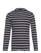 Striped Rib Longsleeve Tops T-shirts Long-sleeved T-Skjorte Navy Tom T...
