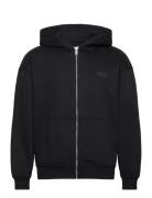 Relaxed Printed Hoodie Jacket Tops Sweatshirts & Hoodies Hoodies Black...
