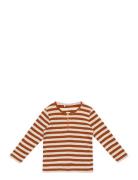Nmmnola Ls Top Tops T-shirts Long-sleeved T-Skjorte Brown Name It