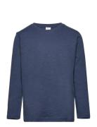 Top L S Basic Slub Solid Tops T-shirts Long-sleeved T-Skjorte Blue Lin...