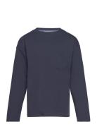 Long Sleeve Cotton T-Shirt Tops T-shirts Long-sleeved T-Skjorte Navy M...