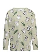 Top Ls Aop Dog Tops T-shirts Long-sleeved T-Skjorte Green Lindex