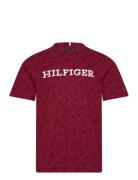 Aop Monogram Tee Tops T-Kortærmet Skjorte Burgundy Tommy Hilfiger