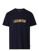 Mac Casual Print Tee Tops T-Kortærmet Skjorte Blue Lexington Clothing