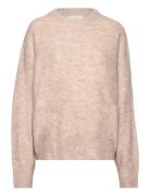 Halo Knit O-Neck Tops Knitwear Jumpers Beige Moshi Moshi Mind