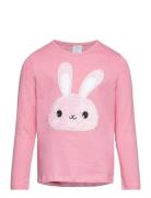 Top L S Rabbit Pile Applique Tops T-shirts Long-sleeved T-Skjorte Pink...