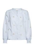 Miluna Embroidery Shirt Tops Shirts Long-sleeved Blue NORR