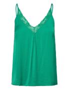 Vicava V-Neck Lace Singlet- Noos Tops T-shirts & Tops Sleeveless Green...