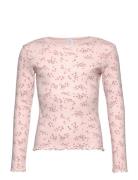 Top L S Pointelle Aop Tops T-shirts Long-sleeved T-Skjorte Pink Lindex
