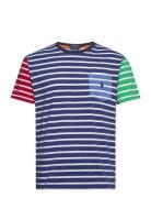 Classic Fit Color-Blocked Jersey T-Shirt Tops T-Kortærmet Skjorte Blue...