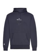 Logo Double-Knit Hoodie Tops Sweatshirts & Hoodies Hoodies Navy Polo R...