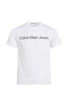 Inst. Logo Ss T-Shirt Tops T-Kortærmet Skjorte White Calvin Klein