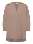 Fqtulip-Blouse Tops Blouses Long-sleeved Brown FREE/QUENT