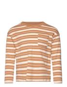 Striped Cotton T-Shirt Tops T-shirts Long-sleeved T-Skjorte Orange Man...