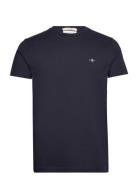 Slim Pique Ss T-Shirt Tops T-Kortærmet Skjorte Blue GANT