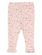 Leggings Aop Rib Bottoms Leggings Pink Minymo