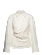 Wrap Linen-Blend Shirt Tops Shirts Long-sleeved Cream Mango