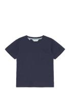 Essential Cotton-Blend T-Shirt Tops T-Kortærmet Skjorte Navy Mango