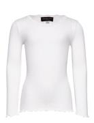 Silk T-Shirt Ls W/ Lace Tops T-shirts Long-sleeved T-Skjorte White Ros...