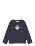 Archive Shield Ls T-Shirt Tops T-shirts Long-sleeved T-Skjorte Navy GA...