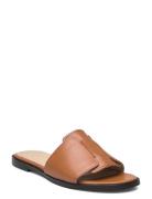 Slfisabella Leather Slider Shoes Mules & Slip-ins Flat Mules Brown Sel...