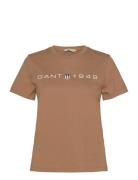 Reg Printed Graphic T-Shirt Tops T-shirts & Tops Short-sleeved Brown G...