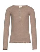 T-Shirt Long-Sleeve Tops T-shirts Long-sleeved T-Skjorte Beige Sofie S...