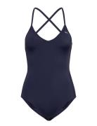 Puma Swim Women V-Neck Crossback Swimsuit 1P Sport Swimsuits Navy Puma...