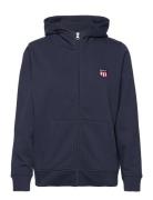 Reg Retro Shield Zip Hoodie Tops Sweatshirts & Hoodies Hoodies Navy GA...