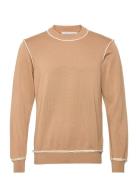 Beckett Contrast Jumper Designers Knitwear Round Necks Beige Wood Wood