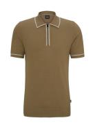 Oleonardo Tops Knitwear Short Sleeve Knitted Polos Khaki Green BOSS