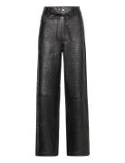 Sebas - Polished Leather Bottoms Trousers Leather Leggings-Bukser Blac...