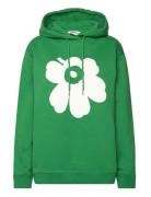 Runoja Unikko Placement Tops Sweatshirts & Hoodies Hoodies Green Marim...
