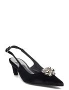D6Yumi Velvet Slingback Pumps Shoes Heels Pumps Sling Backs Black Dant...