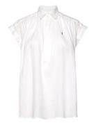 Linen Popover Shirt Tops Shirts Short-sleeved White Polo Ralph Lauren