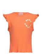 Bobo Choses Circle Ruffled Tank Top Tops T-shirts Sleeveless Orange Bo...