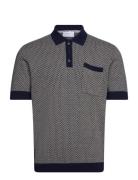 Casa Martini Polo Tops Knitwear Short Sleeve Knitted Polos Navy Perciv...