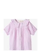 Ciao Stripe Ss Shirt Tops Blouses & Tunics Pink Fliink