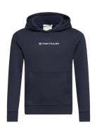 Printed Hoodie Tops Sweatshirts & Hoodies Hoodies Navy Tom Tailor