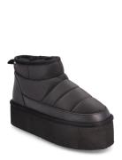 Biasnow Flatform Quilted Nylon Shoes Wintershoes Black Bianco