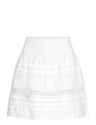 Lace-Trim Cotton Broadcloth Miniskirt Kort Nederdel White Lauren Ralph...