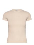 Washed Ribbed T-Shirt Tops T-shirts & Tops Short-sleeved Brown Mango