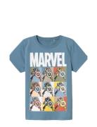 Nkmalessio Marvel Ss Top Mar Tops T-Kortærmet Skjorte Blue Name It