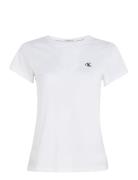 Ck Embroidery Slim Tee Tops T-shirts & Tops Short-sleeved White Calvin...
