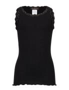 Silk Top W/ Lace Tops T-shirts Sleeveless Black Rosemunde Kids